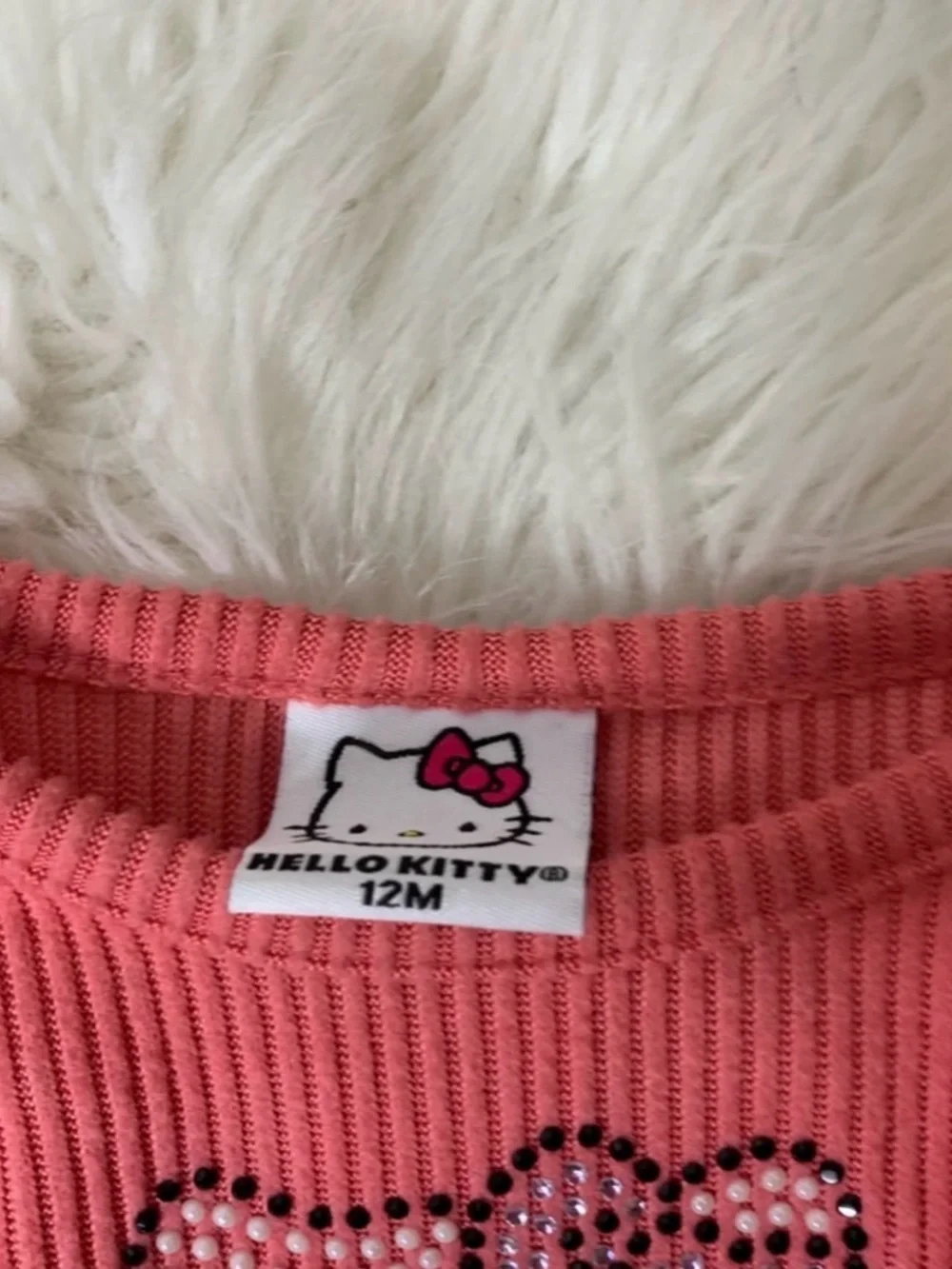 Hello Kitty Coral Ribbed Girls Outfit Size 12M - Picture 3 of 4